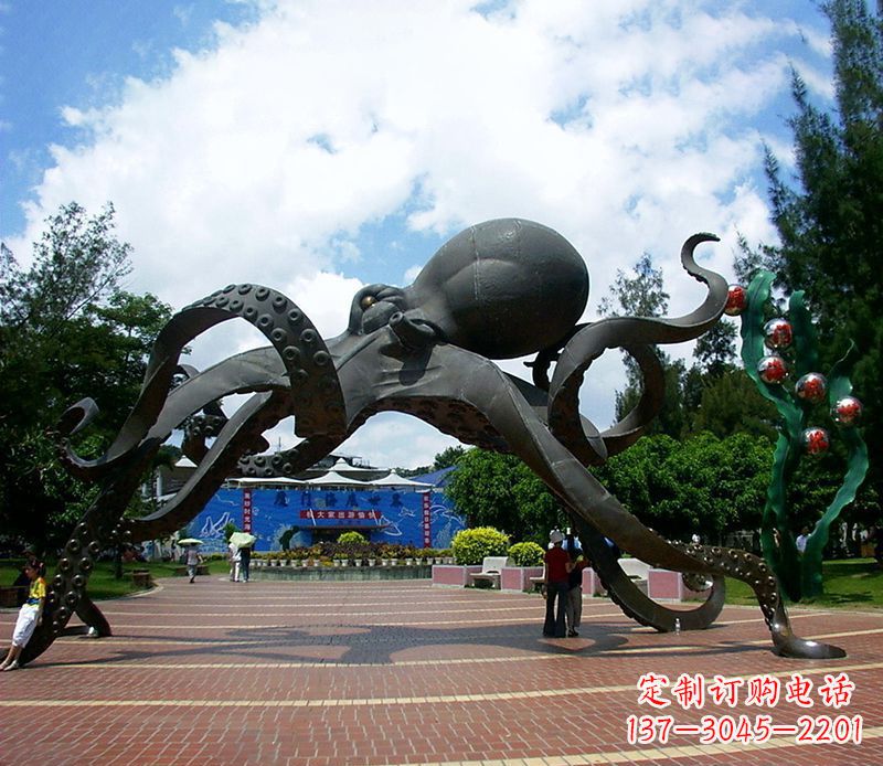 聊城不锈钢章鱼雕塑精美艺术品