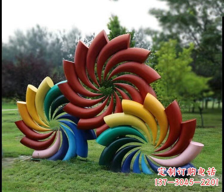 聊城彩色不锈钢风车雕塑