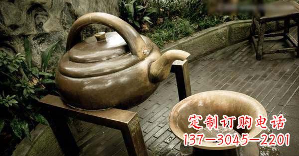 聊城茶壶茶碗玻璃钢仿铜景观雕塑