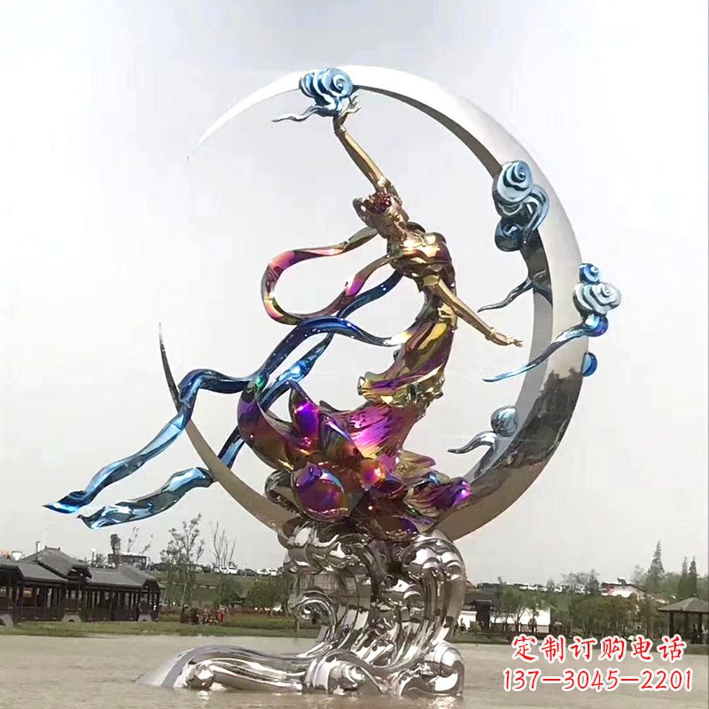 聊城中国古代神话传说中的嫦娥奔月不锈钢雕塑景观