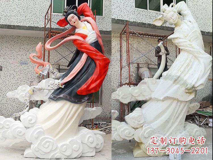 聊城神话中的嫦娥玻璃钢彩绘雕塑