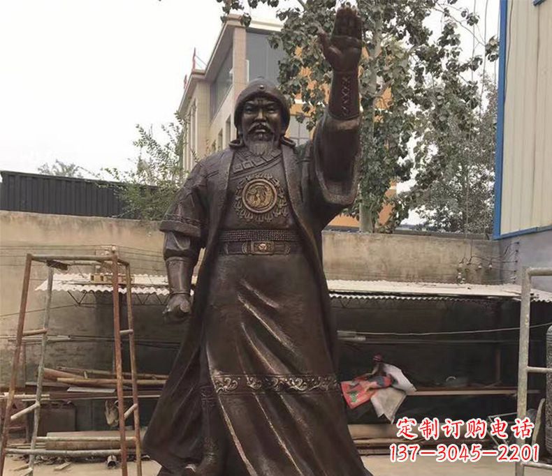 聊城传承民族英雄——成吉思汗铜雕