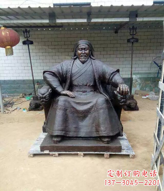聊城成吉思汗铜雕古代伟人