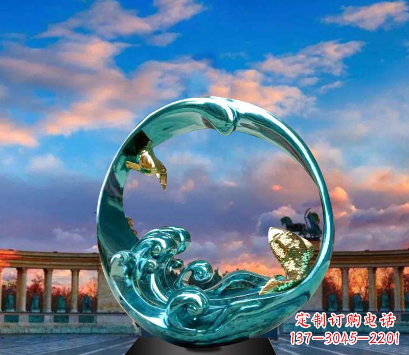 聊城城市之环不锈钢彩银雕塑