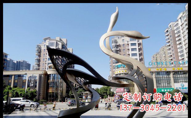 聊城城市凝聚的美丽不锈钢天鹅雕塑