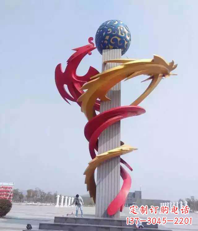 聊城青铜龙柱景观雕塑城市的精神象征