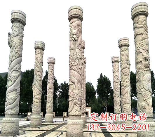 聊城城市广场大理石石材龙柱景观柱