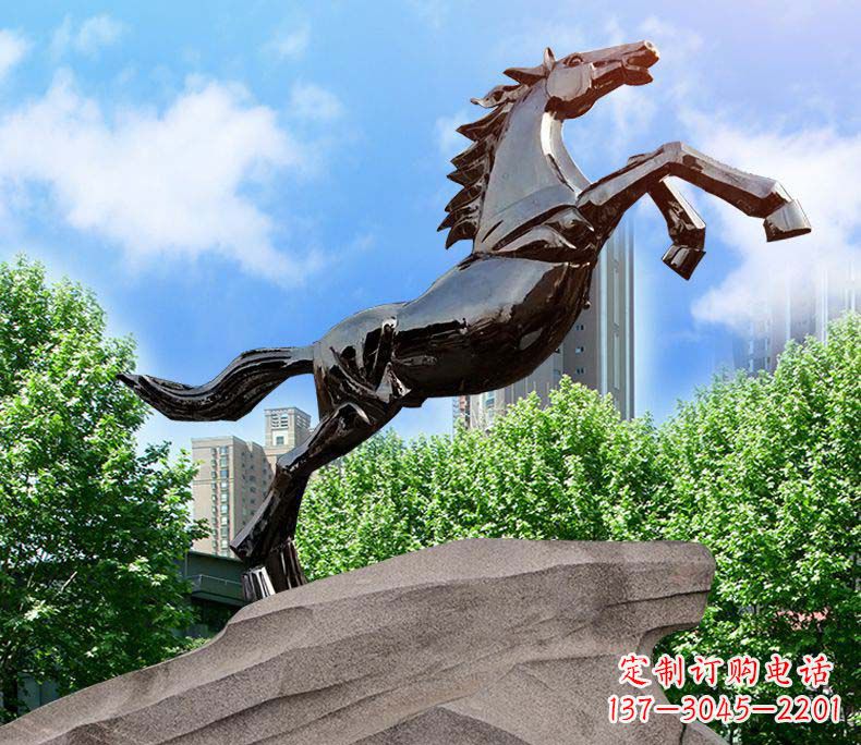 聊城镜面不锈钢奔马雕塑给城市增添灵气