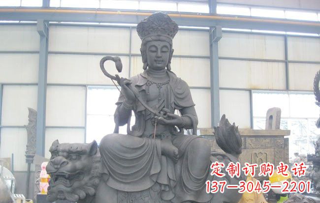 聊城文殊菩萨坐狮子雕塑