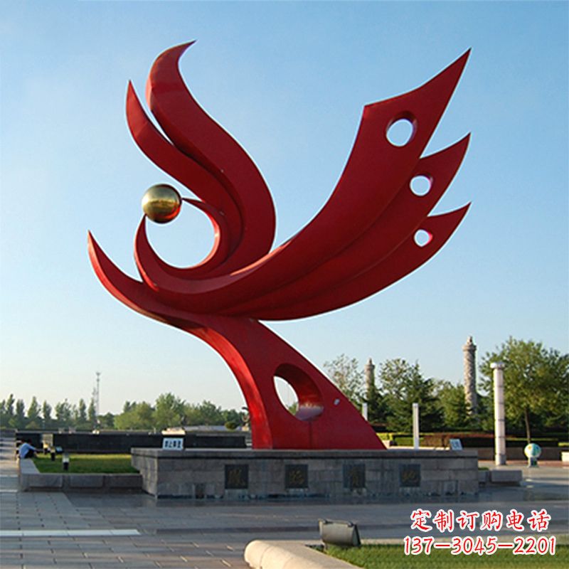 聊城精美凤凰雕塑点缀公园园林景观