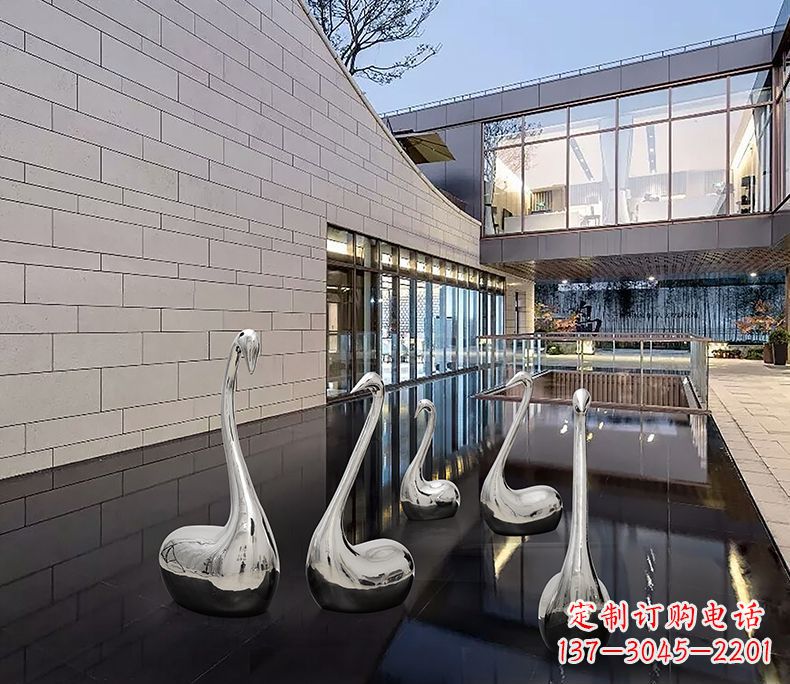 聊城质朴无华的不锈钢天鹅雕塑