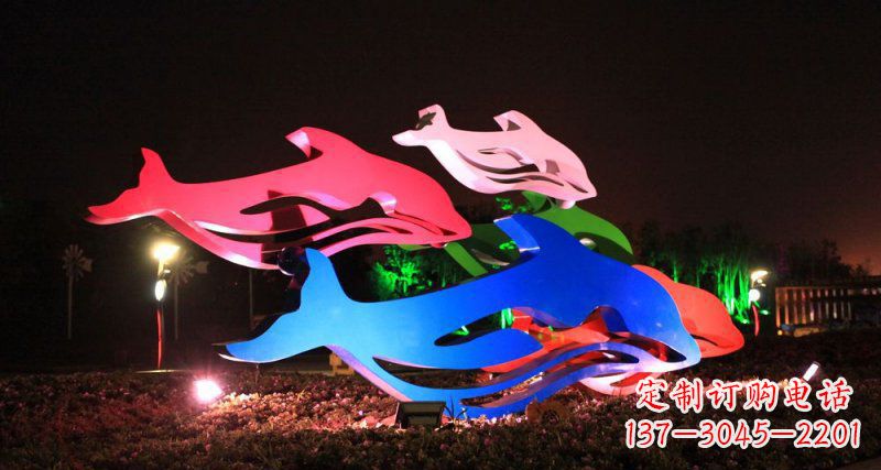 聊城抽象海豚公园不锈钢雕塑