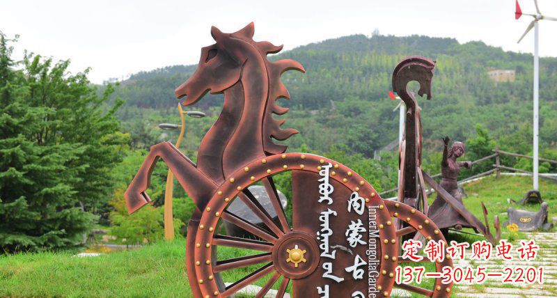 聊城传承历史魅力,不锈钢马车雕塑悠然屹立