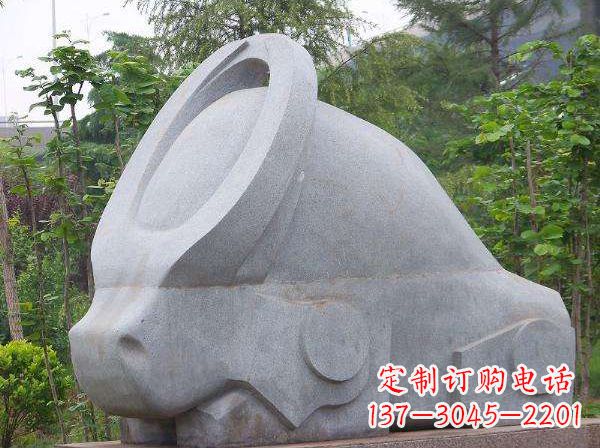 聊城抽象石雕牛-抽象生肖牛动物景观雕塑