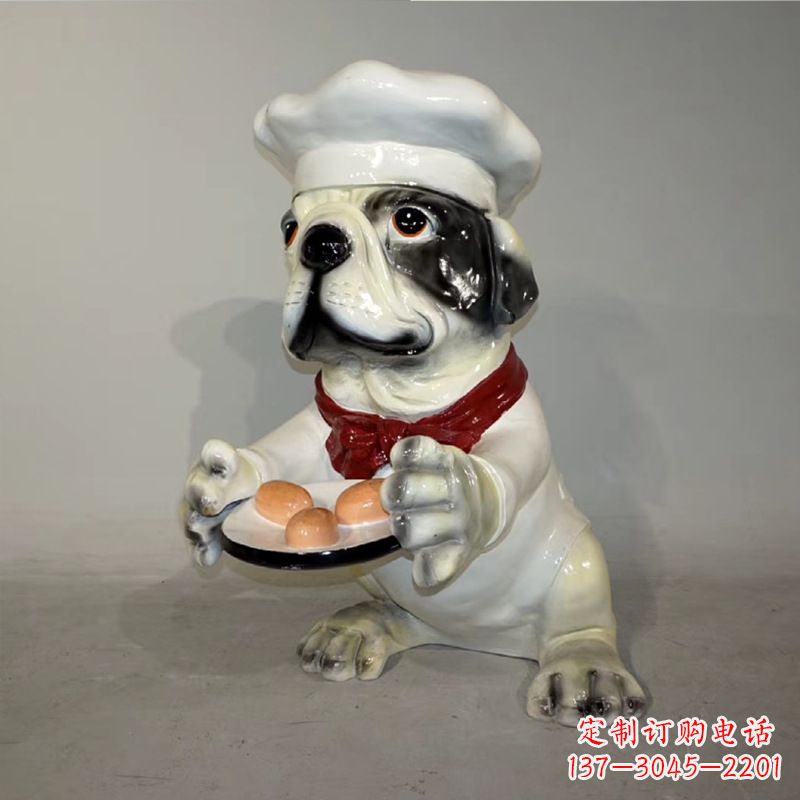 聊城玻璃钢仿陶瓷狗雕塑——以斗牛犬为原型
