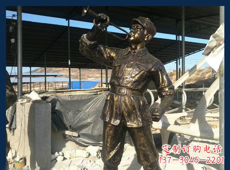 聊城冲锋号雕塑永远记住八路军