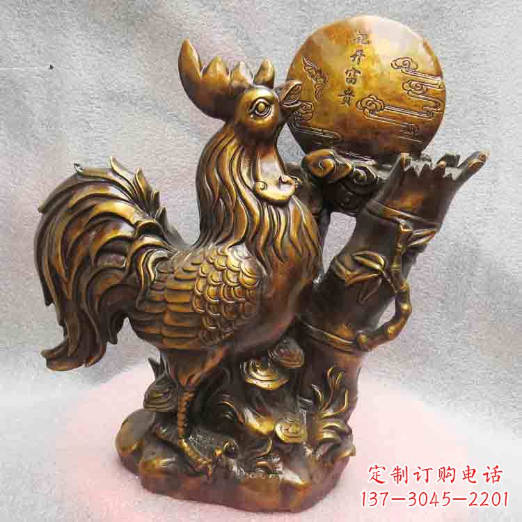 聊城纯铜公鸡雕塑引领生肖动物摆件新风尚
