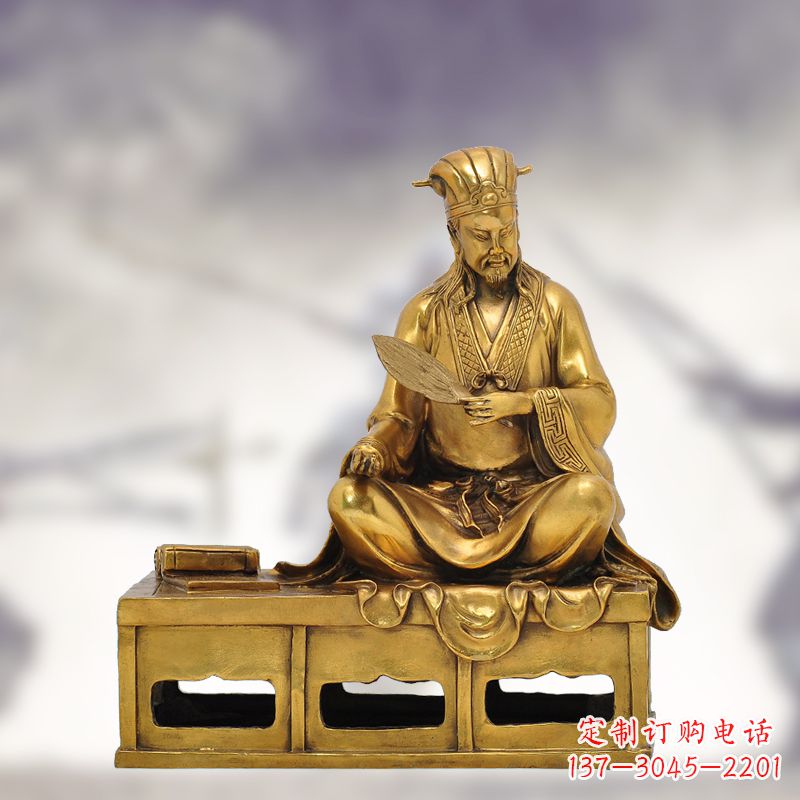 聊城纯铜诸葛亮雕塑象征中国智慧