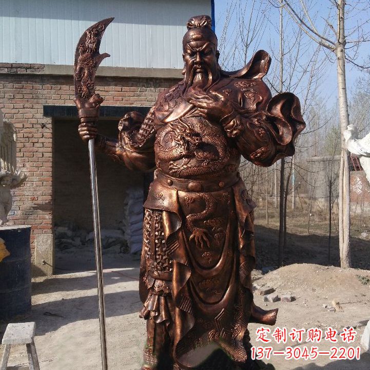 聊城铸造巍然屹立的关公雕像