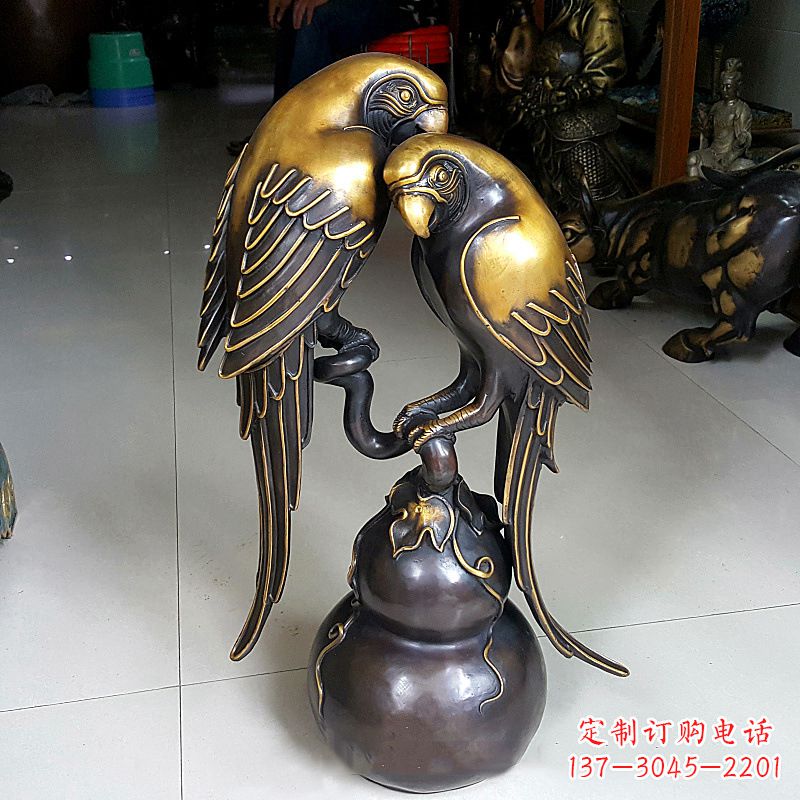 聊城纯铜铸造鹦鹉雕塑