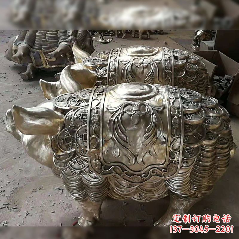聊城纯铜铸造猪铜雕-招财生肖动物风水雕塑