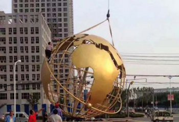 聊城城市之美不锈钢镂空地球仪雕塑