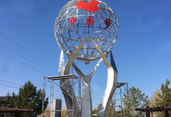 聊城城市之星——不锈钢地球仪雕塑
