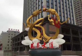 聊城精美的双龙戏珠不锈钢雕塑