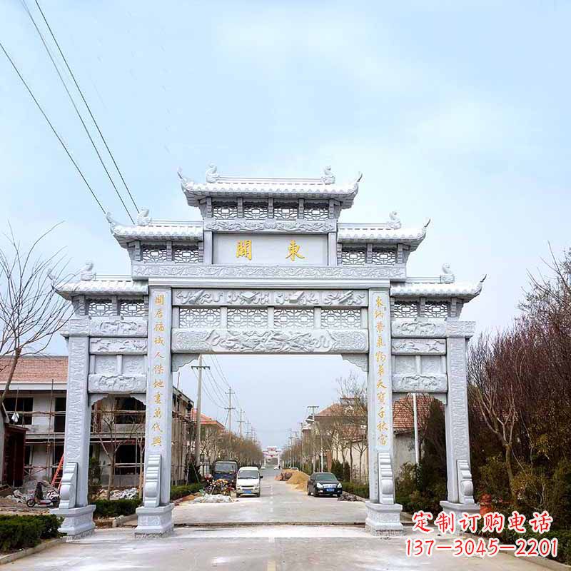 聊城传承古风——村镇三门石牌坊雕塑
