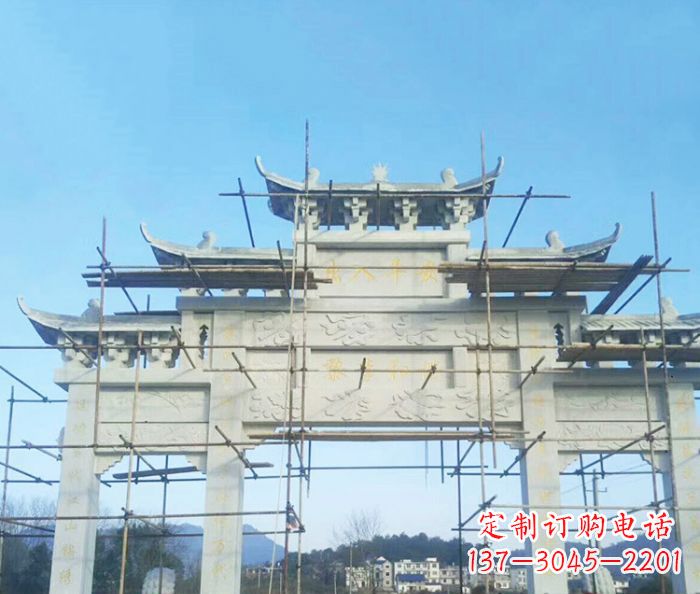 聊城大理石三门牌坊雕塑