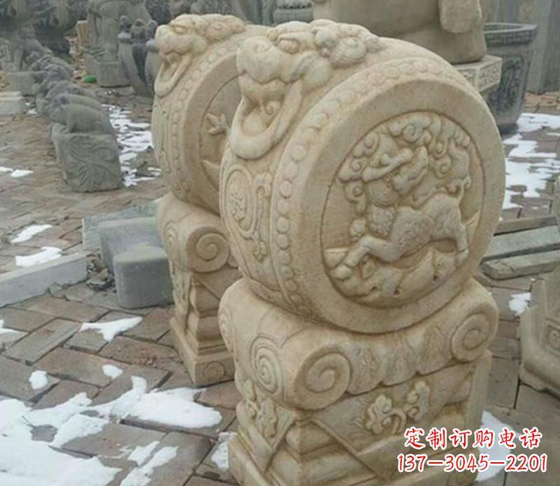 聊城大理石抱鼓公园门墩雕塑——精美雕刻展现灵动之美