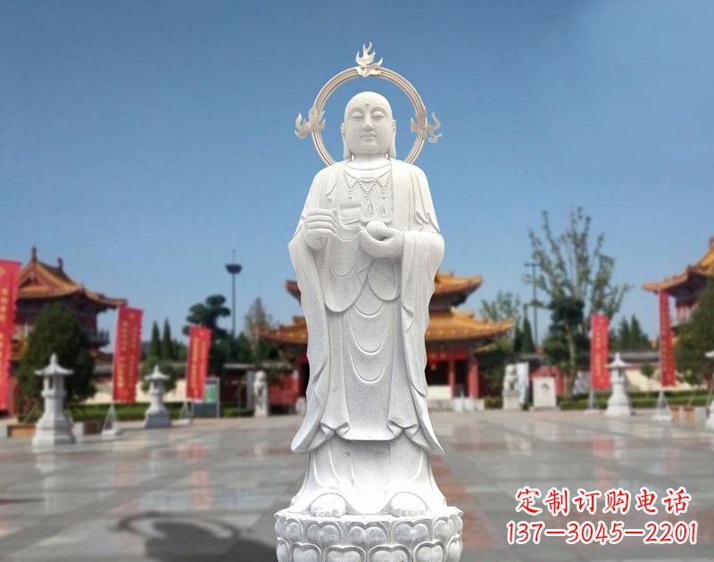 聊城大理石地藏菩萨雕塑象征佛法的传承