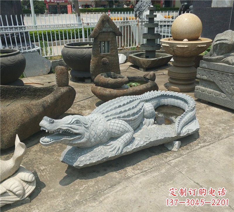 聊城动物雕塑大理石鳄鱼