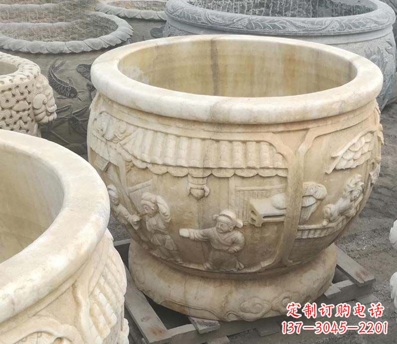 聊城雕刻精美的大理石儿童水缸