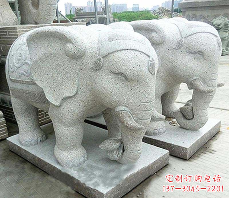 聊城大理石制作的精美招财大象雕塑