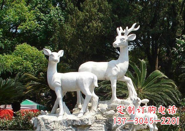 聊城雕塑艺术——大理石公园小鹿石雕
