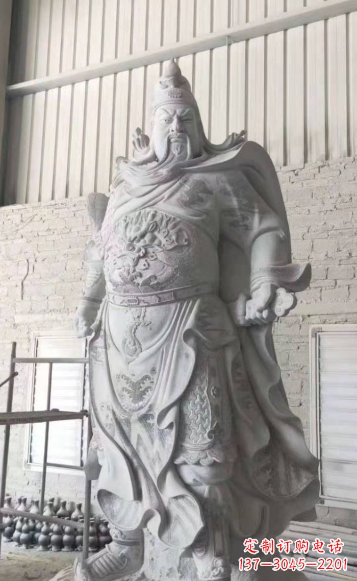 聊城大理石关公雕塑,精美绝伦