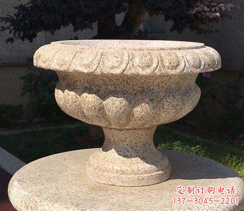 聊城大理石花钵公园花盆石雕