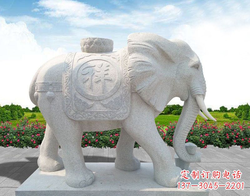 聊城精美大理石大象雕塑