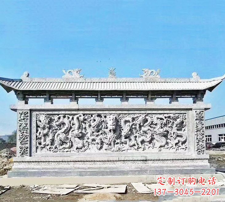 聊城精美大理石九龙壁雕塑