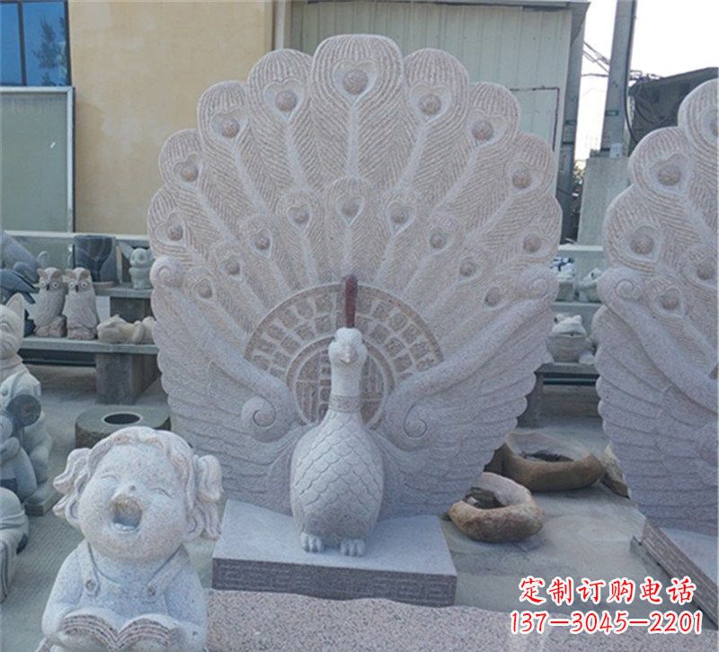 聊城大理石孔雀开屏石雕