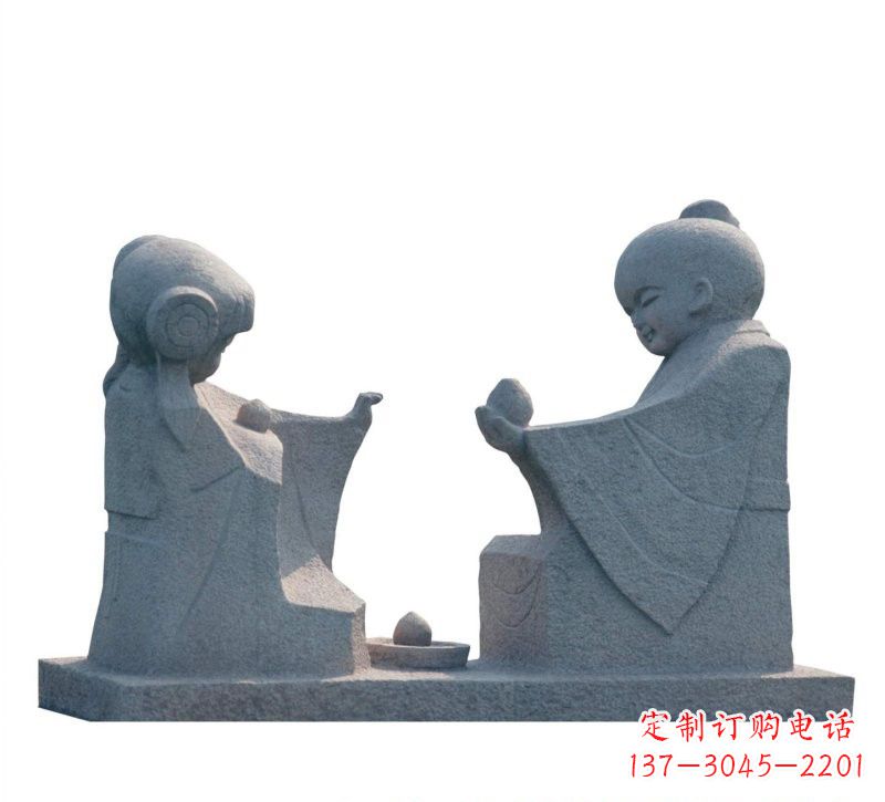 聊城传统风情——大理石孔融让梨雕塑