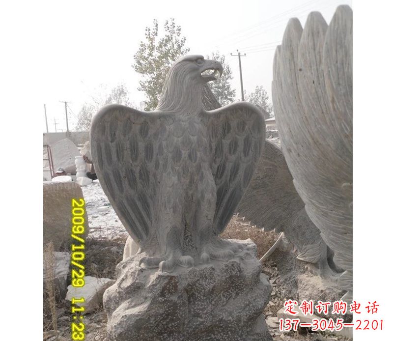 聊城大理石老鹰雕塑,高贵雄威气势