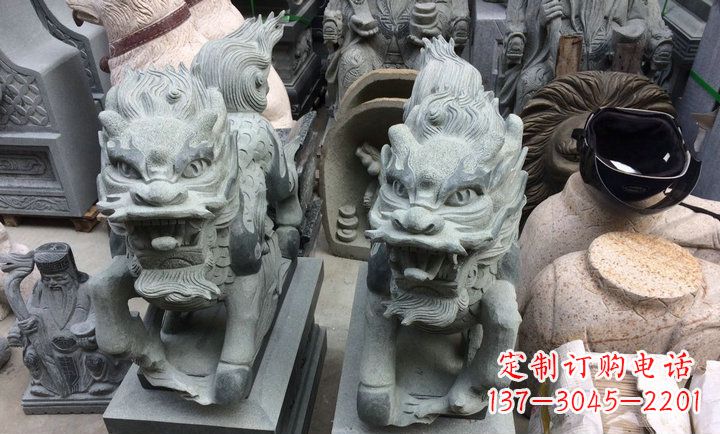 聊城大理石立式麒麟门口镇宅石雕