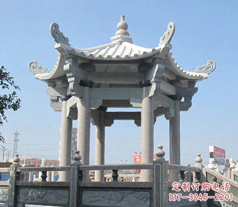 聊城大理石六角凉亭石雕,为您的家园带来浪漫情怀