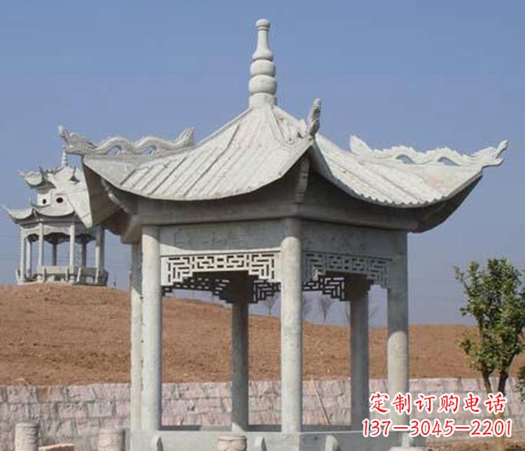 聊城精美大理石六角凉亭石雕