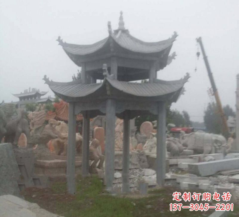 聊城大理石六角凉亭石雕,精美绝伦