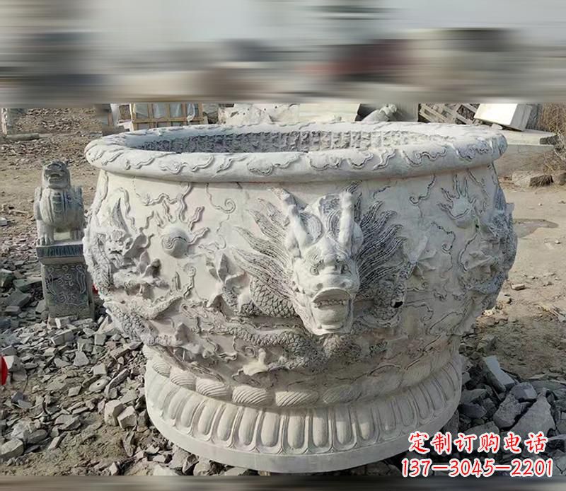 聊城大理石龙浮雕水缸精美精致,让您的家居生活更加有意义