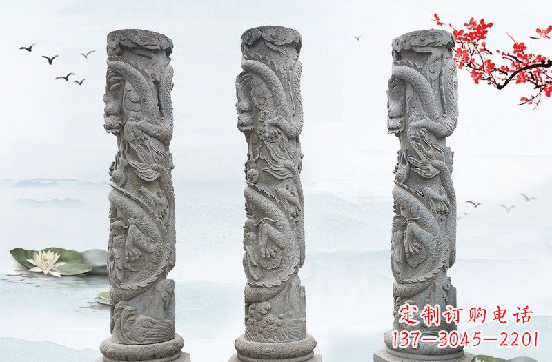 聊城精美大理石龙柱雕塑