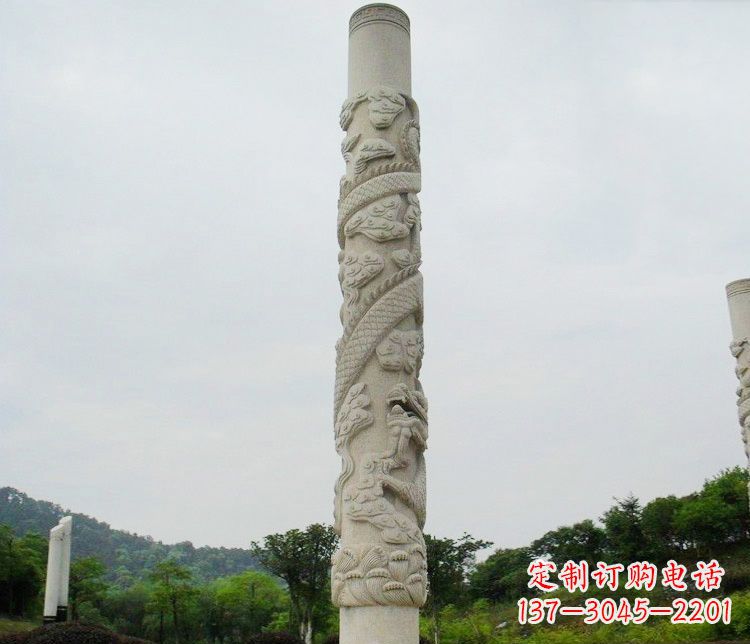 聊城大理石盘龙柱雕塑